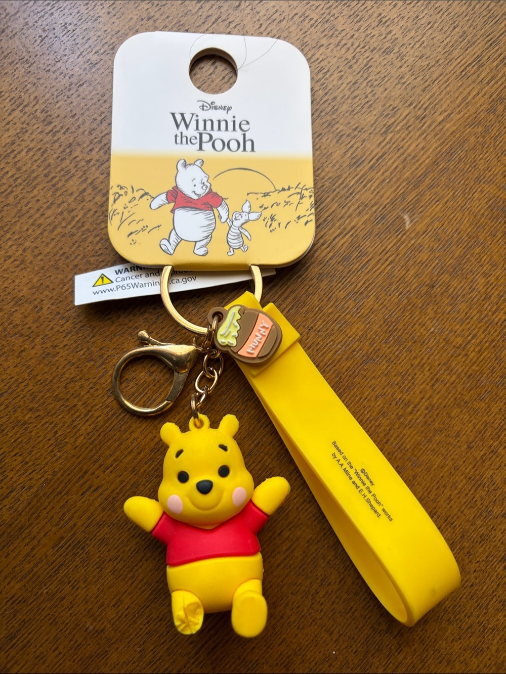Disney Winnie the Pooh Yellow & Red Silicone Keychain